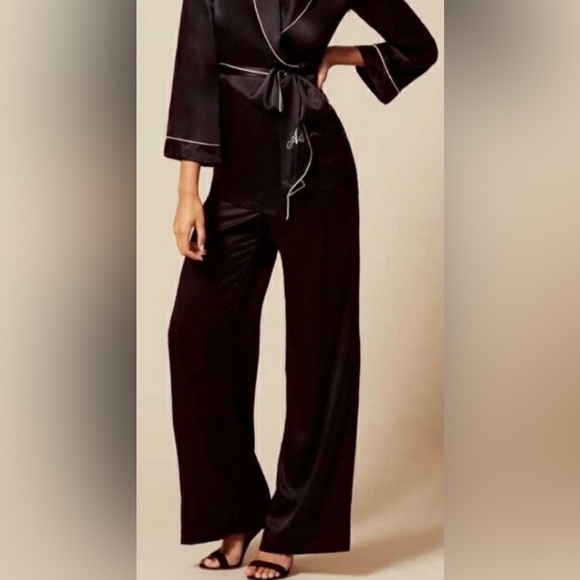 AGENT PROVOCATEUR 100% SILK CLASSIC PJ TROUSERS PANTS WIDE LEG HIGH WAIST XS 1 - Picture 2 of 5